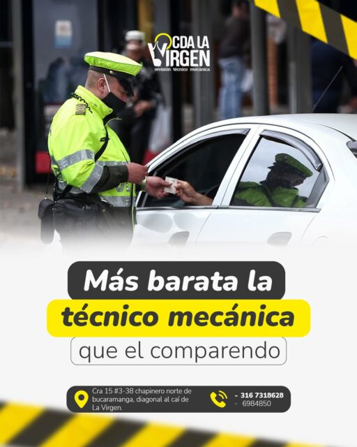 🚨 Evita multas y dolores de cabeza
¡Más barata la técnico mecánica que el comparendo!
Haz tu revisión a tiempo y maneja tranquilo.
📍Cra 15 #3-38, Chapinero Norte – diagonal al CAI de La Virgen
📞 316 7318628 – 6984850

👉 ¡No esperes a que te paren!
