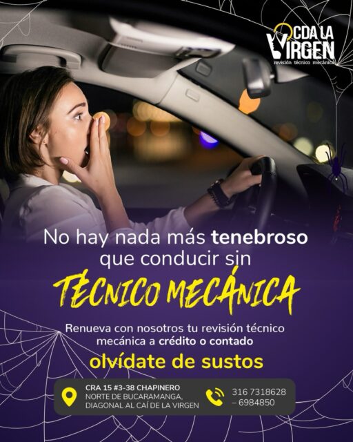 💀 ¡Conducir sin técnico mecánica sí que da miedo!
En CDA LA VIRGEN puedes renovar tu revisión a crédito o de contado, sin sustos y con toda la confianza.

📍Cra 15 #3-38 Chapinero, diagonal al CAI de La Virgen
📞 316 7318628 – 6984850